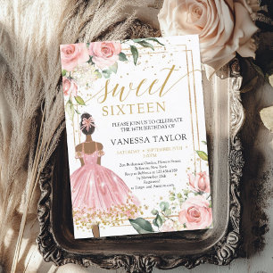 Black Girl Princess rosa Kleid rot florales Gold Einladung