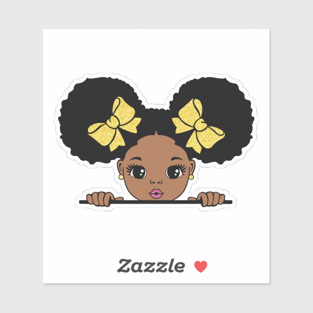 Black Girl Puff Hair Aufkleber (Blatt)