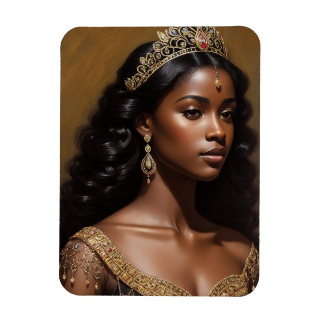 Black Girl Queen trägt Goldkrone Magnet (Vertikal)