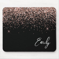 Black Girl Rose Gold Blush Pink Glitzer Monogram