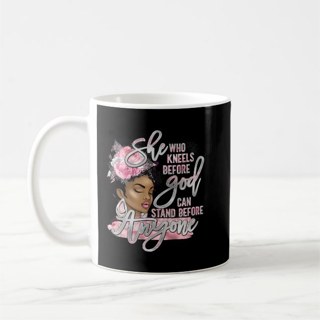 Black Girl Sie, die vor Gott knetet Christlich nac Kaffeetasse (Links)
