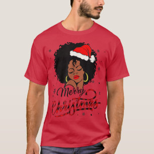 Black Girl Weihnachtsmannmütze Afro Frohe Weihnach T-Shirt