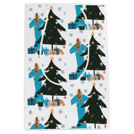 Black Girl White Hair Weihnachtsgeschenk Tasche Mittlere Geschenktüte