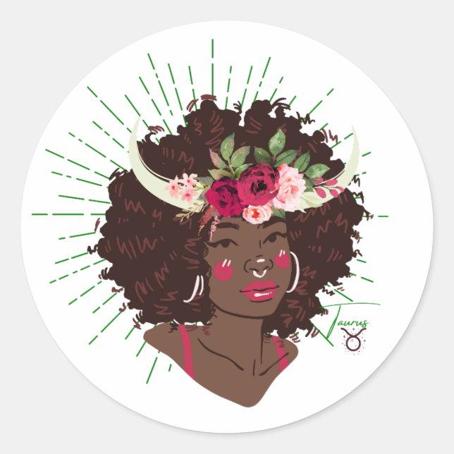Black Girl Zodiac Magic Runder Aufkleber (Vorderseite)