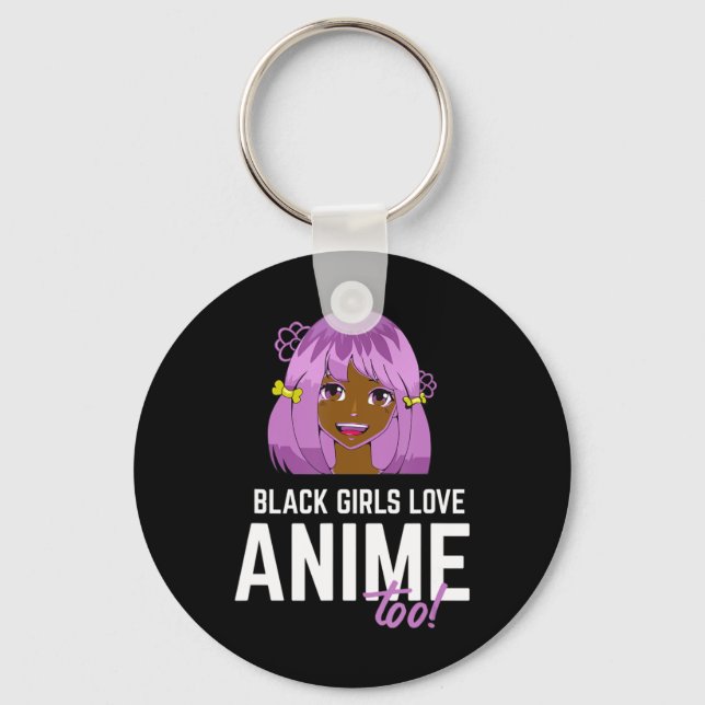 Black Girls Liebe Anime zu Afroamerikaner Schlüsselanhänger (Vorderseite)