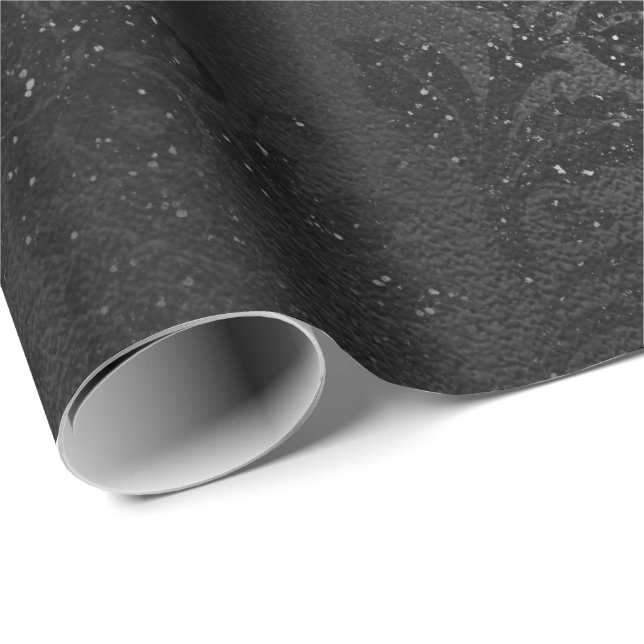 Black Glam Floral Lace Metallic Funkelnd Delikat Geschenkpapier (Rolleneckpunkt)