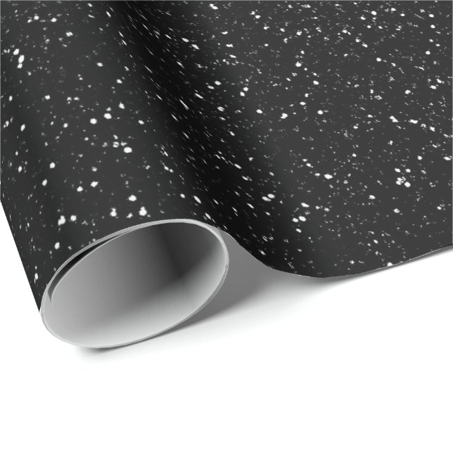 Black Glam Glitzer Stars Funkelnd Minimale Hochzei Geschenkpapier (Rolleneckpunkt)