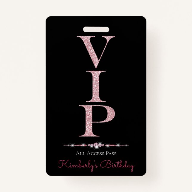 Black Glamorous Diamonds Pink Glitter VIP Loyalty Ausweis (Vorderseite)