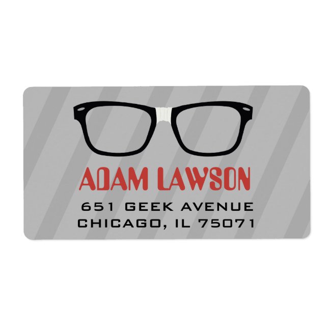 Black Glasses Computer Geek Address Labels (Vorne)