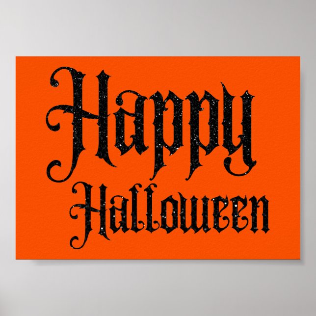 Black Glitter Happy Halloween Poster (Vorne)