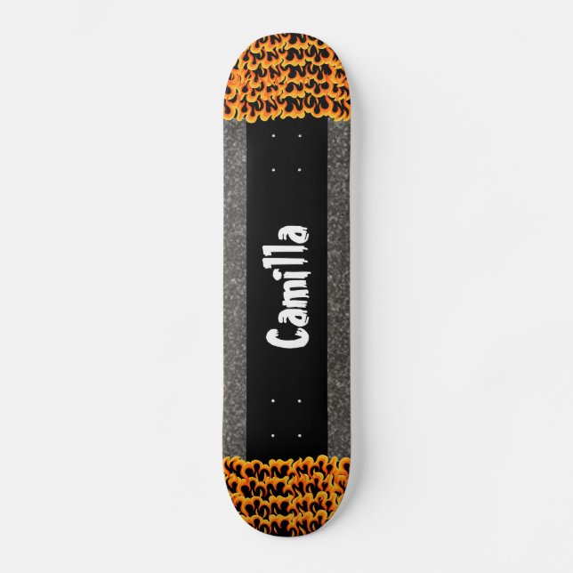 Black Glittery Design Individuelle Name Skate Deck Skateboard (Vorderseite)