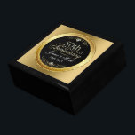 Black & Glitzer 50. Hochzeitstag Erinnerungskiste<br><div class="desc">Eleganter Schwarz-Gold Glitzer 50. Hochzeitstag mit weißen Diamantenhören und anpassbarem Text.</div>