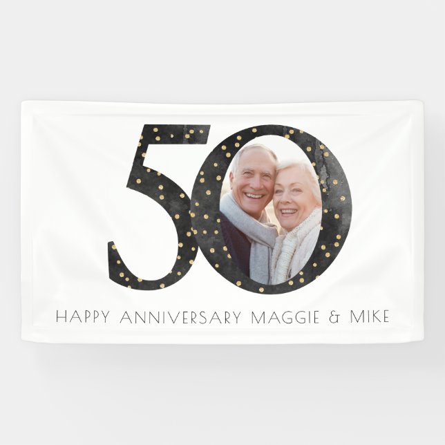Black Glitzer 50 Jahre Foto Banner (Horizontal)