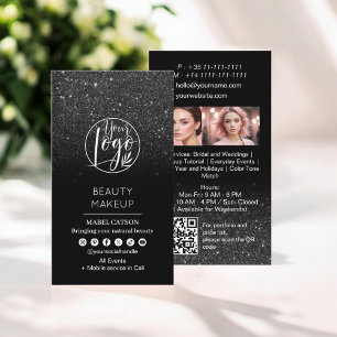 Black Glitzer Beauty Makeup Artist Fotos QR Code Visitenkarte
