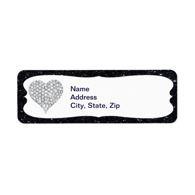 Black Glitzer Diamond Herd Address Labels (Vorne)