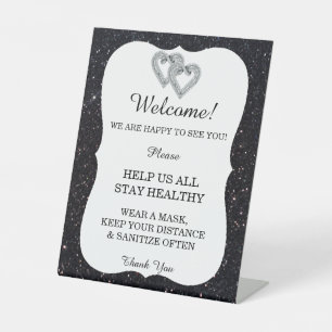 Black Glitzer Diamond Hörer Hochzeitssicherheit Sockelschild