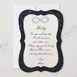 Black Glitzer Diamond Trauzeugin Card Einladung