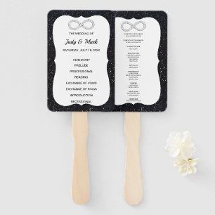 Black Glitzer Diamond Unfinity Wedding Program Fan Fächer