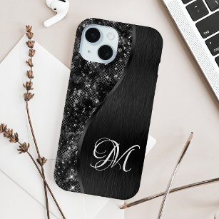 Black Glitzer Glam Bling Personalisiert Metallic Case-Mate iPhone Hülle