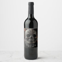 Black Glitzer Glam Sparkle Skull Gothic