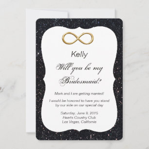 Black Glitzer Gold Infinity Bridesmaid Card Einladung