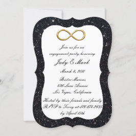 Black Glitzer Gold Infinity Engagement Party Einladung