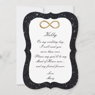 Black Glitzer Gold Infinity Trauzeugin Card Einladung