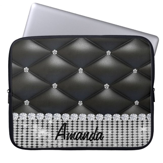 Black Glitzer Monogramm Notebook-Gehäuse Laptopschutzhülle (Vorderseite)