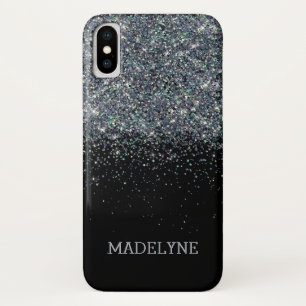 Black Glitzer Sparkle Girly Personalisierter Name Case-Mate iPhone Hülle