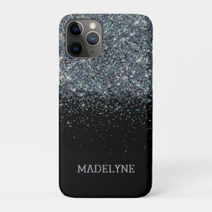 Black Glitzer Sparkle Girly Personalisierter Name Case-Mate iPhone Hülle