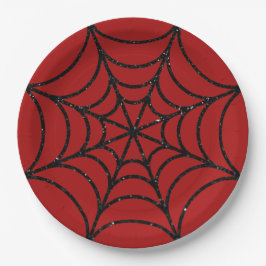 Black Glitzer Spiderweb Pappteller