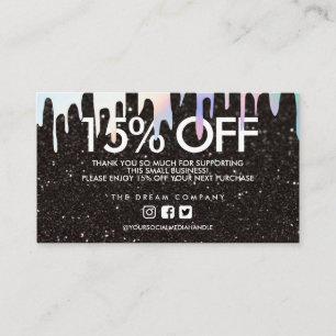Black Glitzer Trendy Discount Holo Tropfen Vielen  Visitenkarte