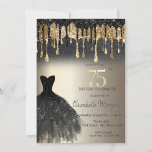 Black Glitzer Tropfen Black Dress Gold 75. Einladung