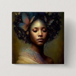 Black Goddess Fantasy Art Button