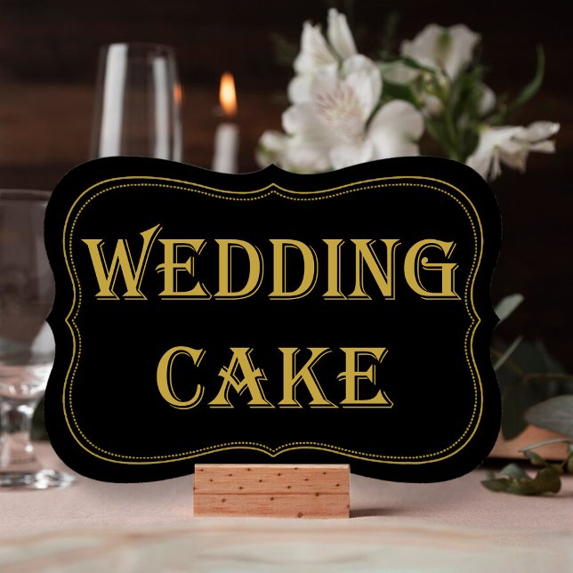 Black & Gold 1920er Gatsby Wedding Cake Sign (Von Creator hochgeladen)
