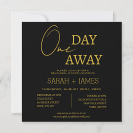 Black & Gold 1 Day Away Probe Dinner Hochzeit Einladung