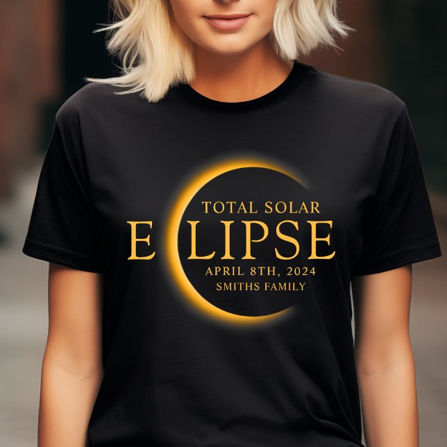 Black & Gold 2024 Texas Total Solar Eclipse Famili T-Shirt (Von Creator hochgeladen)