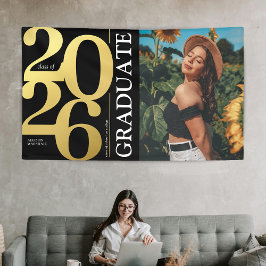 Black Gold 2025 Graduate Foto Abschluss Banner