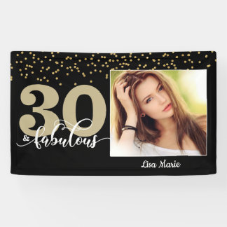 Black Gold 30 und fabelhaftes Birthday Foto Banner