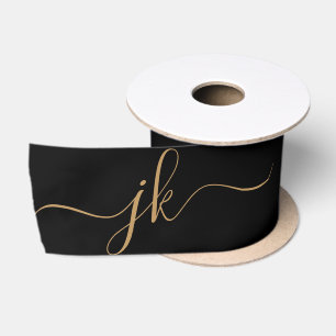 Black Gold 3"-Logo für Monogram-Skripte Satinband