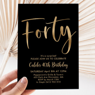 Black Gold 40. Geburtstag Mens Moderne Einladung