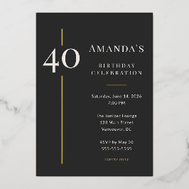Black Gold 40th Milestone Birthday Celebration Folieneinladung
