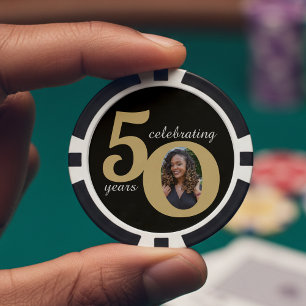 Black & Gold 50 Foto 50 Jahre 50. Geburtstag Pokerchips
