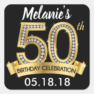 Black & Gold 50. Geburtstag Sticker