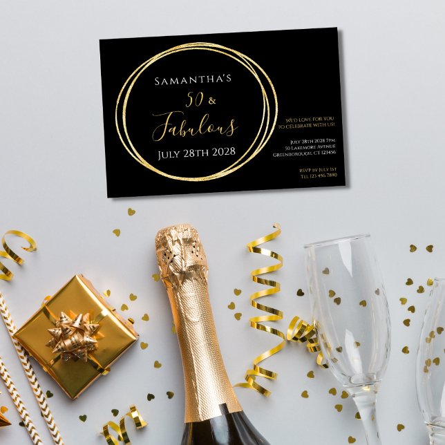 Black Gold 50. Geburtstagsparty Einladung (Von Creator hochgeladen)