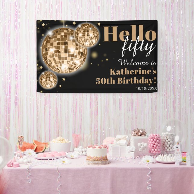 Black Gold 50. Geburtstagsparty Willkommen Banner (Party)
