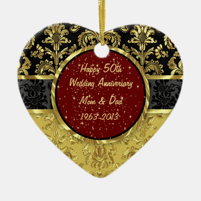 Black & Gold 50. Hochzeitsszenario Keramikornament (Vorne)