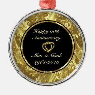 Black & Gold 50. Hochzeitsszenario Silbernes Ornament
