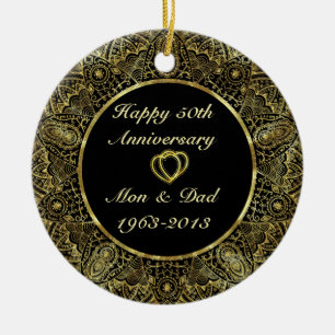 Black & Gold 50. Hochzeitsszenario zum Jubiläum 2 Keramikornament