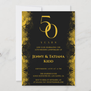 Black & Gold 50. Hochzeitstag Einladung